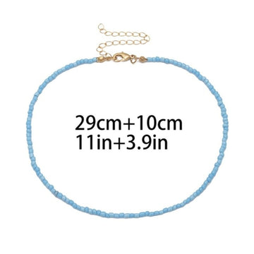 Bohemian White And BlueSeed Bead Flower Choker Necklace Statement Short Collar Clavicle Chain Necklace For Women Jewelry Bijoux daiiibabyyy